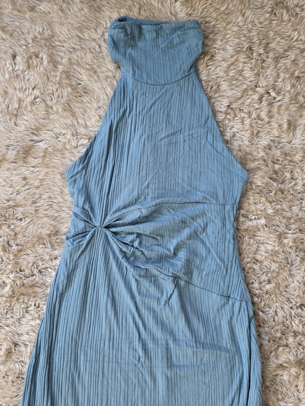 Free People Athea Halter Dress Ribbed Material Light Blue Women's - Picture 7 of 12